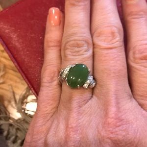 Jade and silver ring